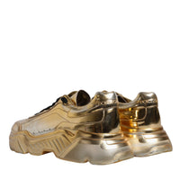 Dolce & Gabbana Gold Leather Daymaster Low Top Sneakers Shoes