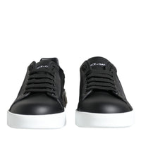 Dolce & Gabbana Black Calf Leather Portofino Sneakers Shoes