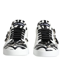 Dolce & Gabbana White Crystal Portofino Low Top Sneaker Shoes