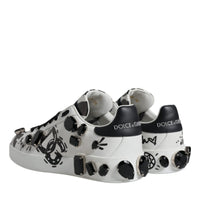 Dolce & Gabbana White Crystal Portofino Low Top Sneaker Shoes