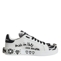 Dolce & Gabbana White Crystal Portofino Low Top Sneaker Shoes