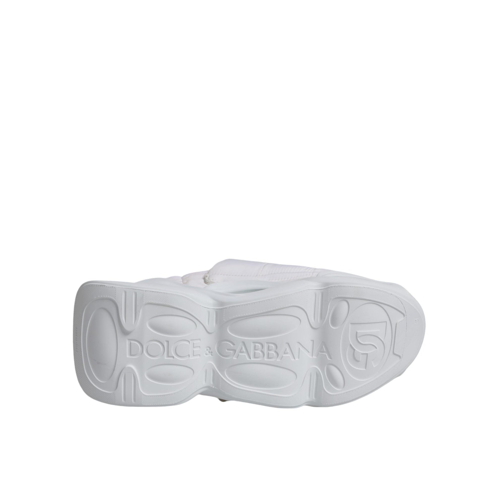 Dolce &amp; Gabbana White Padded Fabric Low Top Sneakers Shoes