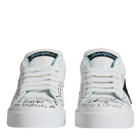 Dolce & Gabbana White Portofino Leather Low Top Sneaker Shoes