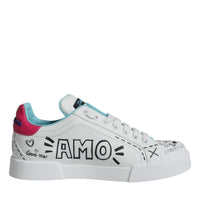 Dolce & Gabbana White Portofino Leather Low Top Sneaker Shoes