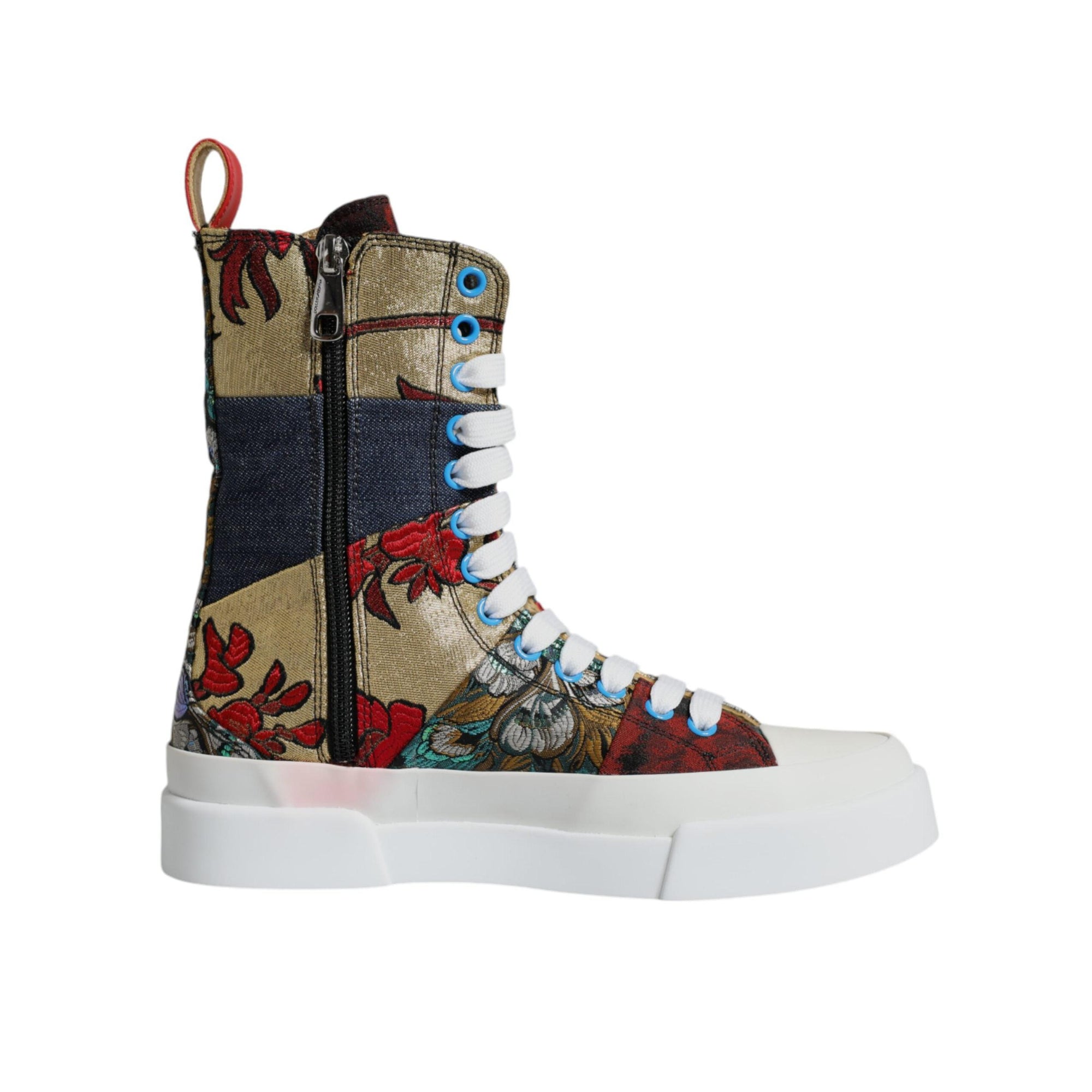 Dolce &amp; Gabbana Multicolor Patchwork High Top Sneakers Shoes