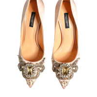 Dolce & Gabbana Beige Satin Crystal High Heels Pumps Shoes