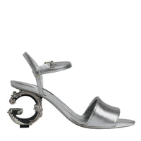 Dolce & Gabbana Silver KEIRA Heels Ankle Strap Sandals Shoes