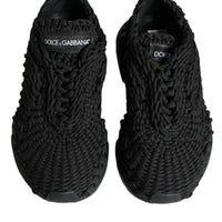 Dolce & Gabbana Black Knitted Daymaster Sneakers Shoes