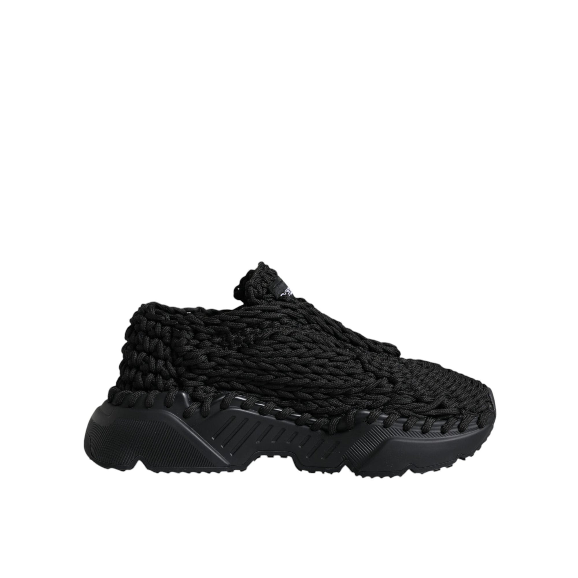Dolce &amp; Gabbana Black Knitted Daymaster Sneakers Shoes