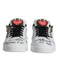 Dolce & Gabbana White Heart Studded Low Top Sneakers Shoes