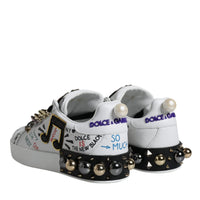 Dolce & Gabbana White Heart Studded Low Top Sneakers Shoes