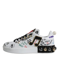 Dolce & Gabbana White Heart Studded Low Top Sneakers Shoes