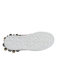 Dolce & Gabbana White Heart Studded Low Top Sneakers Shoes