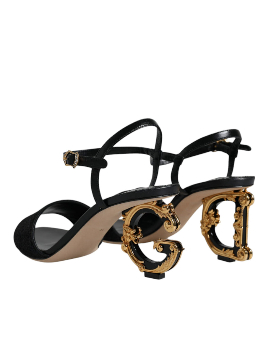 Dolce & Gabbana Black KEIRA Heels Ankle Strap Sandals Shoes