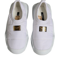 Dolce & Gabbana White Padded Fabric Low Top Sneakers Shoes