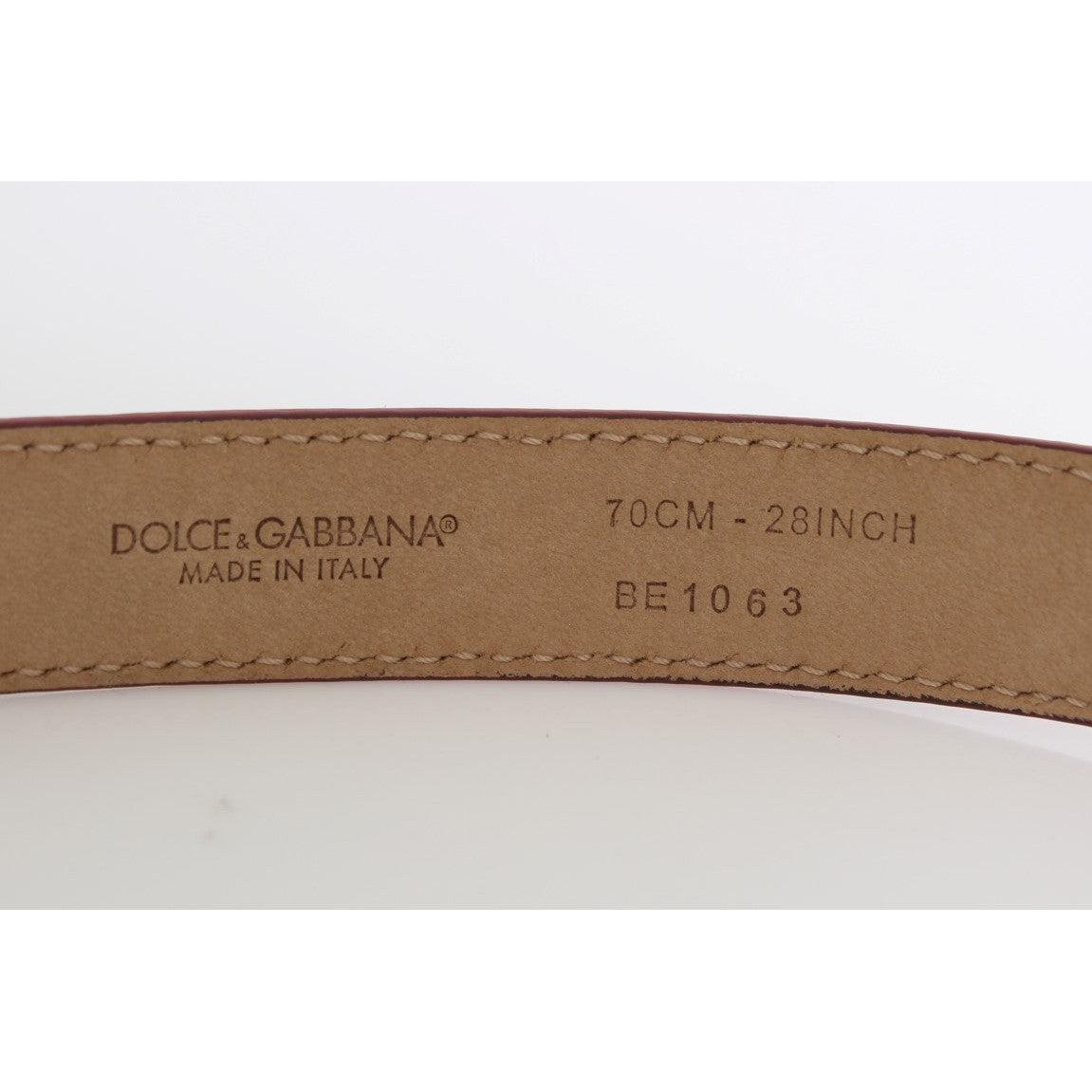 Dolce &amp; Gabbana Polka Dot Snakeskin Belt with Silver Buckle