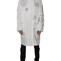 Dolce & Gabbana White Hooded Parka Polyester Trench Coat Jacket