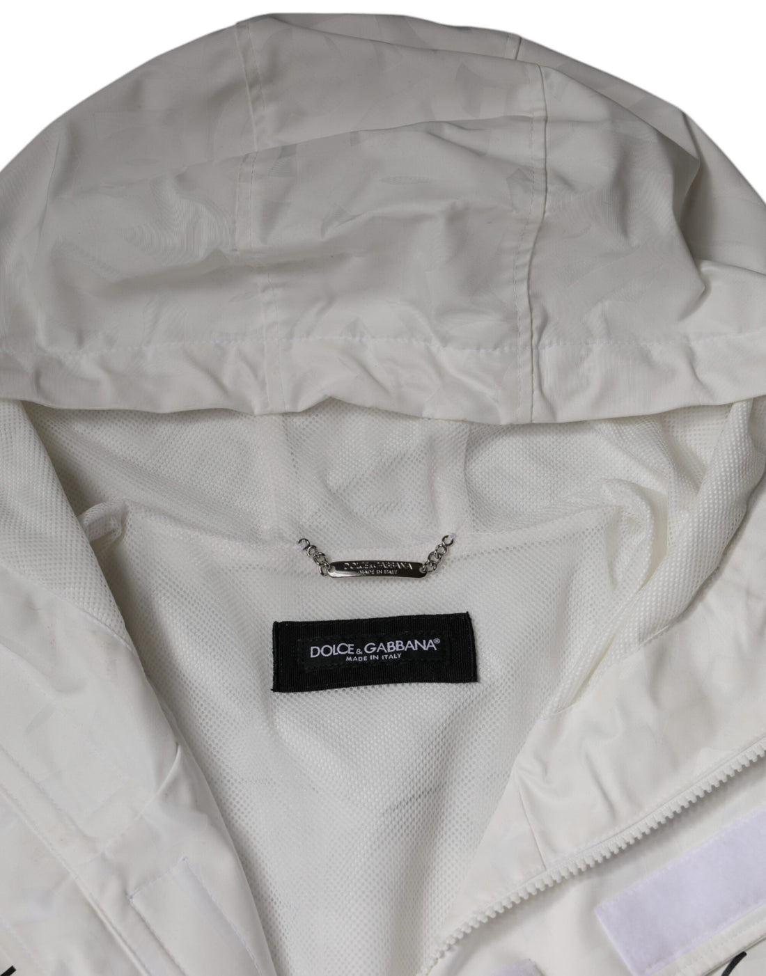 Dolce & Gabbana White Hooded Parka Polyester Trench Coat Jacket