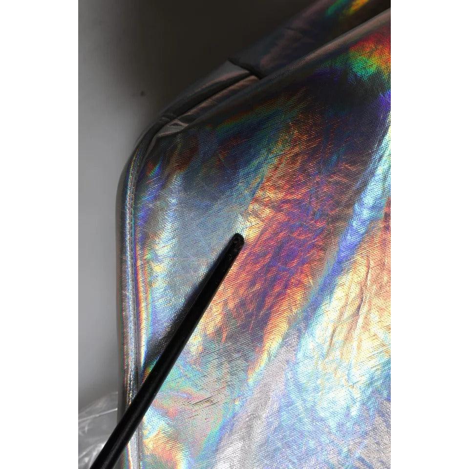 Dolce &amp; Gabbana Silver Iridescent Full Zip Men Bomber Jacket