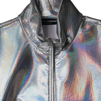 Dolce & Gabbana Silver Iridescent Full Zip Men Bomber Jacket