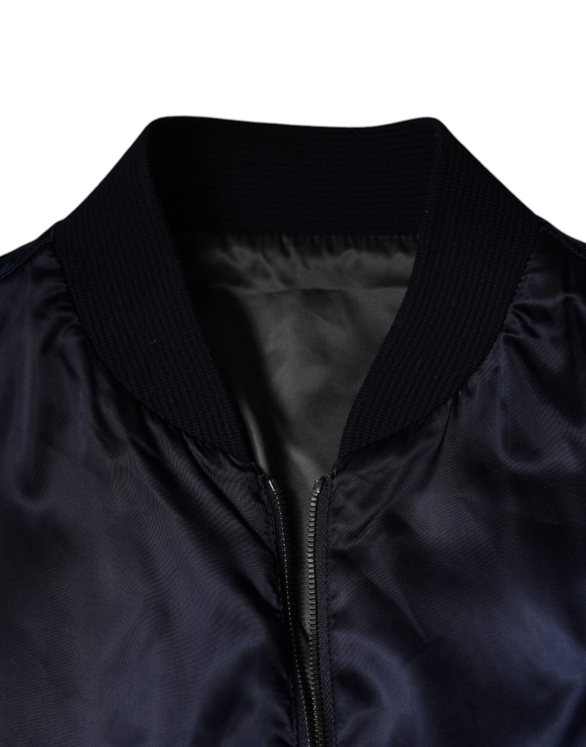 Dolce &amp; Gabbana Blue Crown Heart Full Zip Men Bomber Jacket
