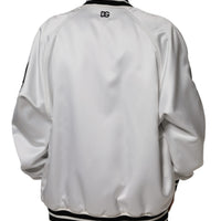 Dolce & Gabbana White Polyester Logo Full Zip Bomber Jacket