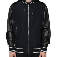 Dolce & Gabbana Black Hooded Full Zip Men Bomber Jacket