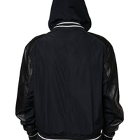 Dolce & Gabbana Black Hooded Full Zip Men Bomber Jacket