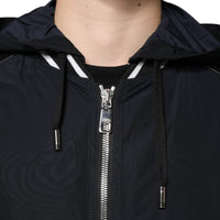 Dolce & Gabbana Black Hooded Full Zip Men Bomber Jacket