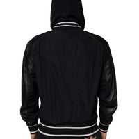 Dolce & Gabbana Black Hooded Full Zip Men Bomber Jacket