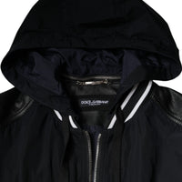 Dolce & Gabbana Black Hooded Full Zip Men Bomber Jacket