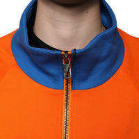 Dolce & Gabbana Orange Blue Full Zip Jersey Bomber Jacket