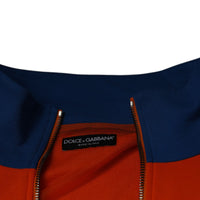 Dolce & Gabbana Orange Blue Full Zip Jersey Bomber Jacket