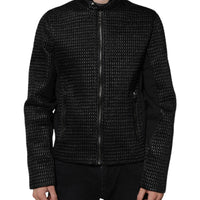 Dolce & Gabbana Black Cotton Full Zip Men Bomber Jacket