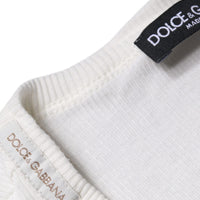 Dolce & Gabbana White Cotton Buttoned Long Sleeves T-shirt