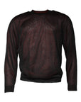 Dolce & Gabbana Maroon Polyester Crew Neck Pullover Sweater