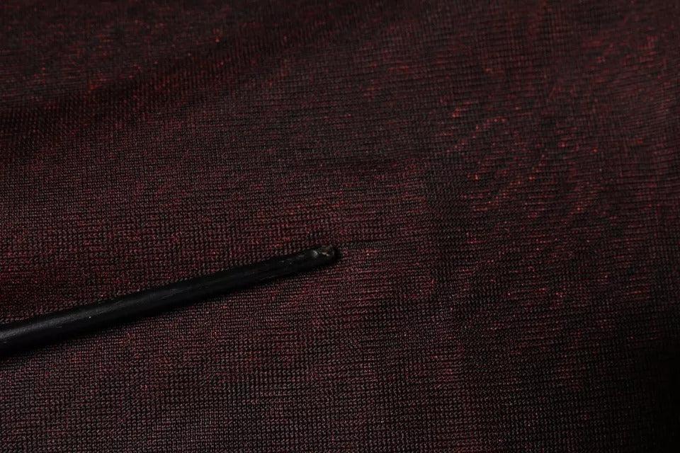 Dolce &amp; Gabbana Maroon Polyester Crew Neck Pullover Sweater