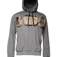 Dolce & Gabbana Gray Pocket Cotton Hooded Sweatshirt Sweater