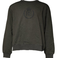 Dolce & Gabbana Army Green Crown Cotton Sweatshirt Sweater