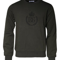 Dolce & Gabbana Army Green Crown Cotton Sweatshirt Sweater