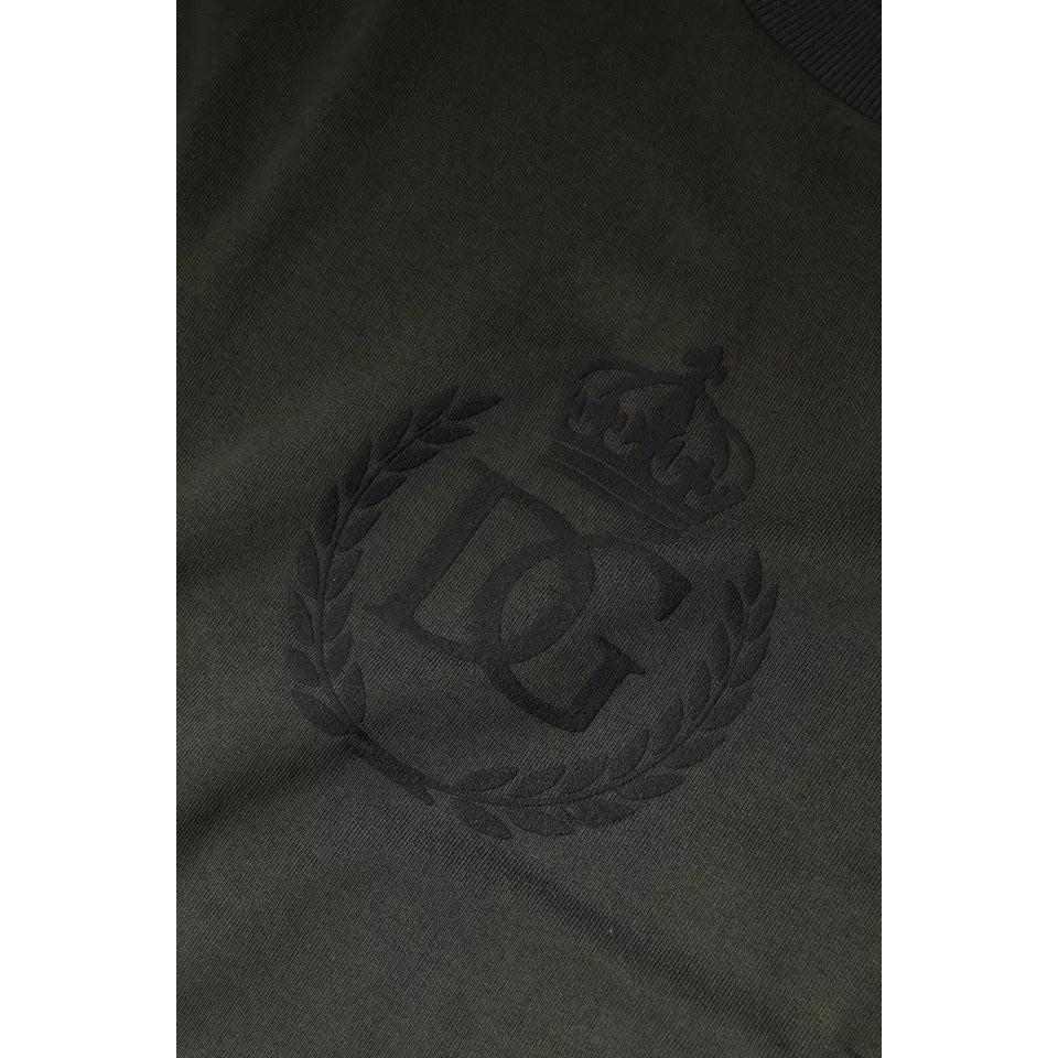 Dolce &amp; Gabbana Army Green Crown Cotton Sweatshirt Sweater