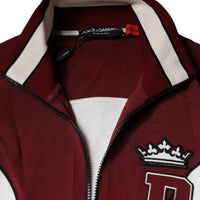 Dolce & Gabbana Red White Logo Full Zip Sweatshirt Sweater