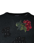 Dolce & Gabbana Gray Embellished Crew Neck Pullover Sweater