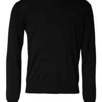 Dolce & Gabbana Black Wool Knit Crew Neck Pullover Sweater