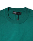 Dolce & Gabbana Green Wool Knit Crew Neck Pullover Sweater