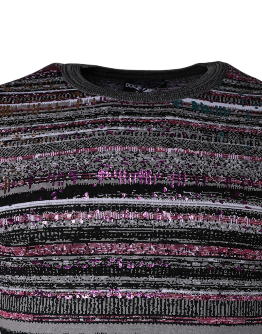 Dolce & Gabbana Multicolor Stripes Crew Neck Pullover Sweater