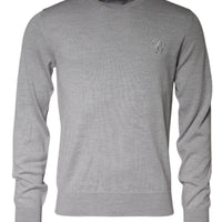 Dolce & Gabbana Light Gray Wool Crew Neck Pullover Sweater