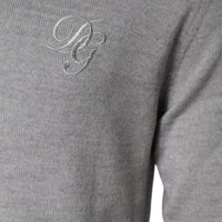 Dolce & Gabbana Light Gray Wool Crew Neck Pullover Sweater