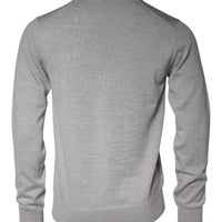 Dolce & Gabbana Light Gray Wool Crew Neck Pullover Sweater