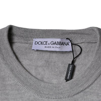 Dolce & Gabbana Light Gray Wool Crew Neck Pullover Sweater